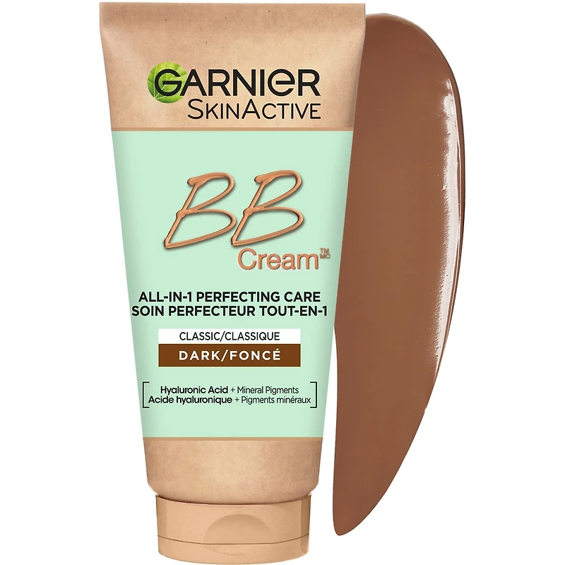 Garnier Crème BB pour Anti-Âge avec Acide Hyaluronique + Aloe Vera, Perfecteur de Peau, SkinActive, Foncés - 50ml
