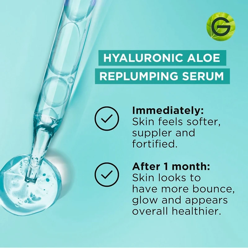 Aloe Vera Sérum pour le Visage à l'Acide Hyaluronique, Repulpant et Hydratant, pour Peaux Normales à Mixtes