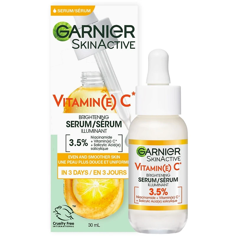 Garnier Vitamin C Face Serum with Salicylic Acid & Niacinamide, Brightening for Dull Skin, 30 mL