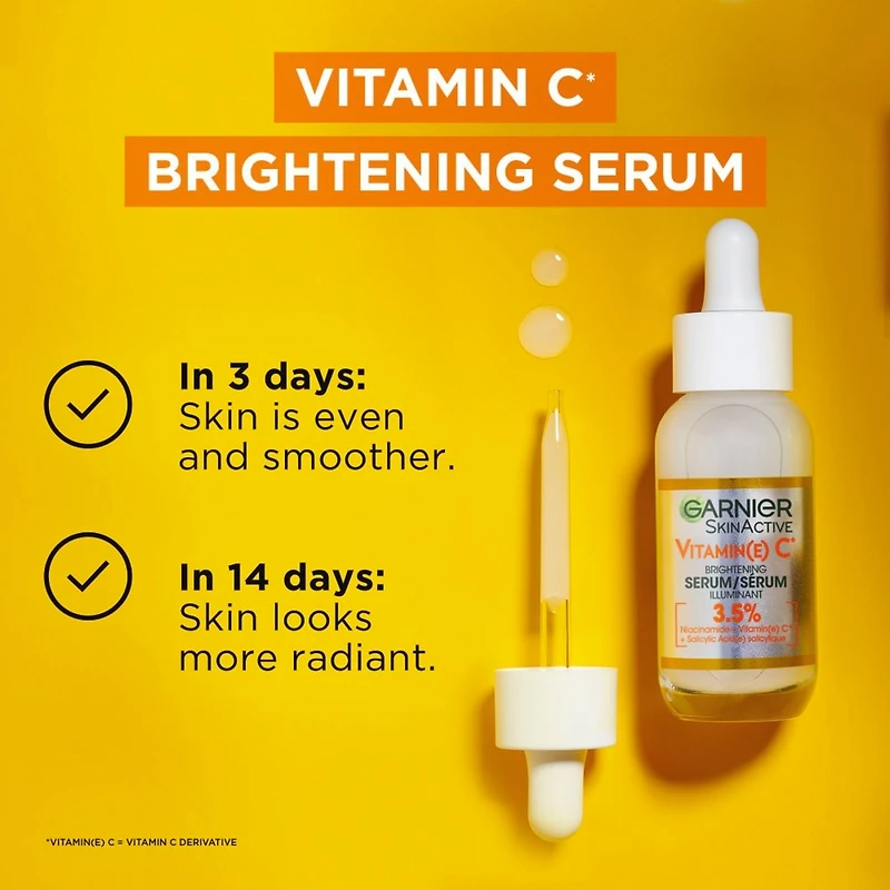 Garnier Vitamin C Face Serum with Salicylic Acid & Niacinamide, Brightening for Dull Skin, 30 mL