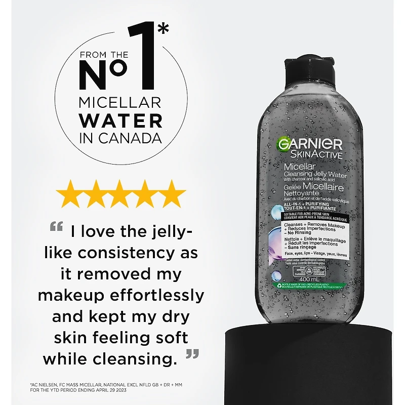 Garnier SkinActive Micellar Cleansing Jelly Water All-in-1 with Charcoal and Salicylic Acid