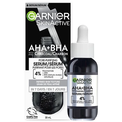 SkinActive, Pore-Purifying Serum, AHA + BHA With Charcoal