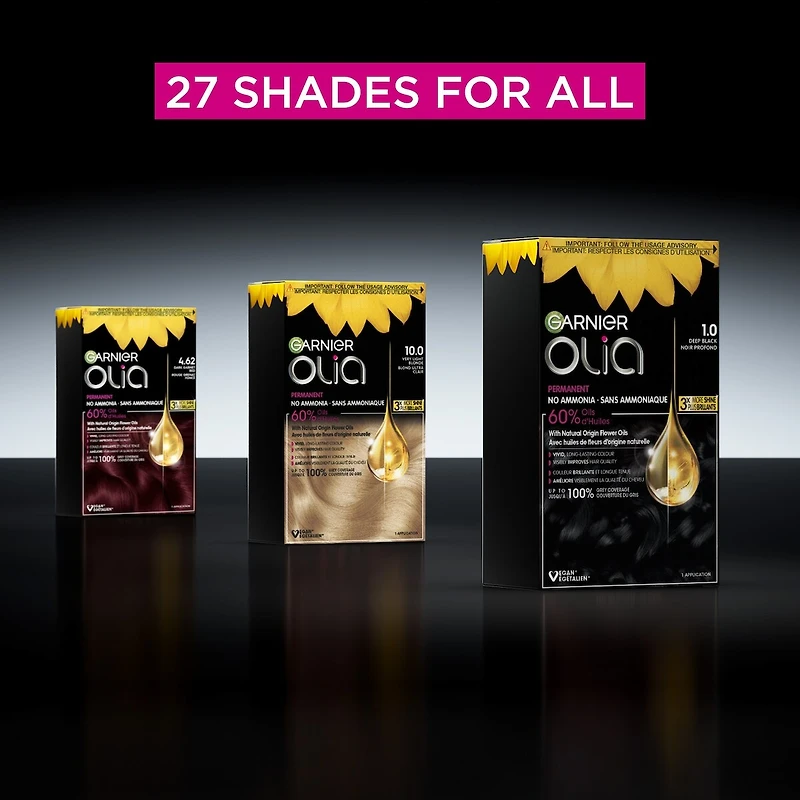 Olia Ammonia-Free Permanent Hair Dye, 10.0 Ultra Light Blonde, 60% Oils, 1 Kit