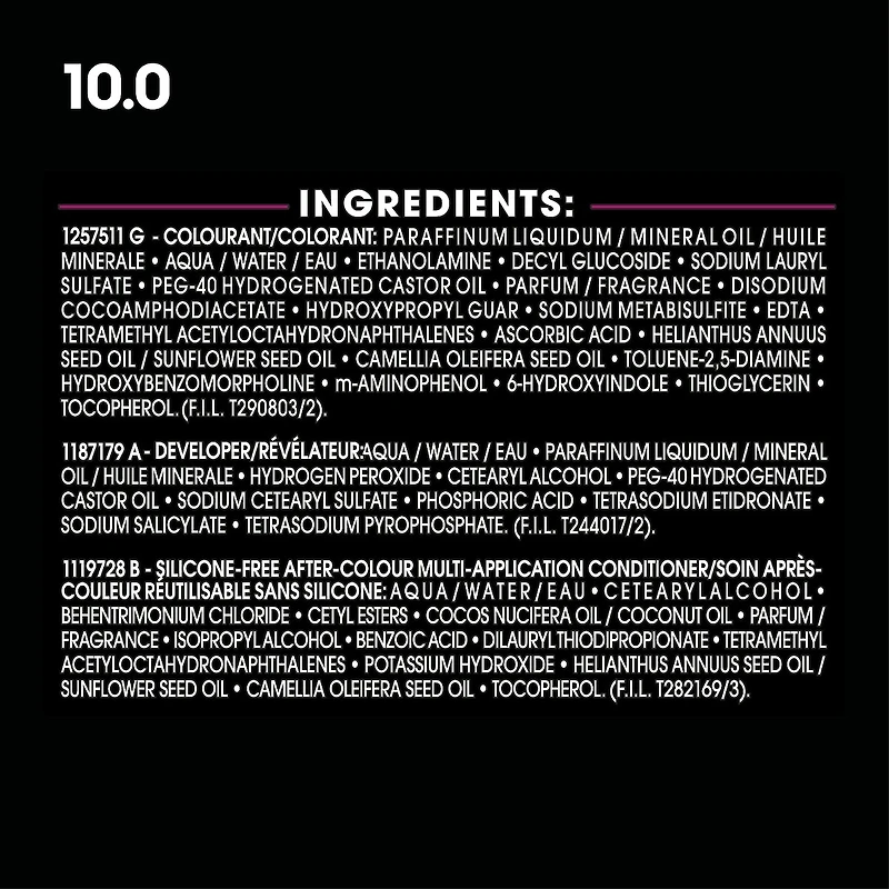 Olia Ammonia-Free Permanent Hair Dye, 10.0 Ultra Light Blonde, 60% Oils, 1 Kit