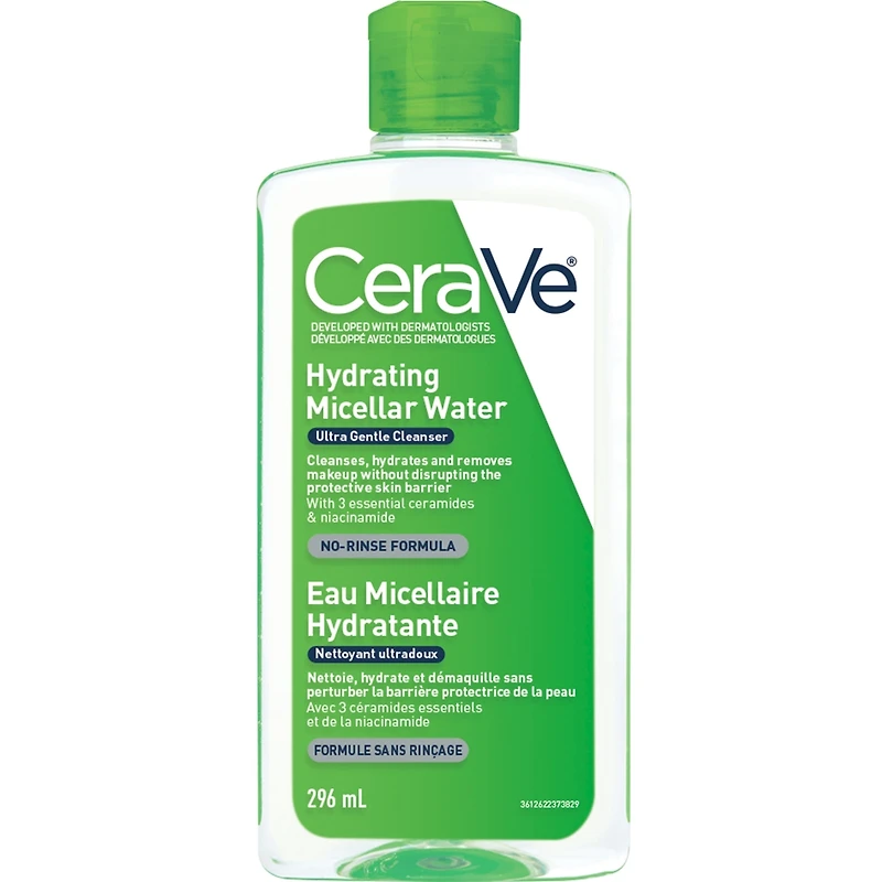 Hydrating Micellar Water Cleanser & Eye Makeup Remover with Essential Ceramides, Hyaluronic Acid and Niacinamde (Vitamin B3)