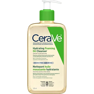 CeraVe Hydrating Foaming Oil Cleanser | Face & Body Wash with Squalane Oil, Hyaluronic Acid and Ceramides | For Dry to Very Dry Skin | 355 mL