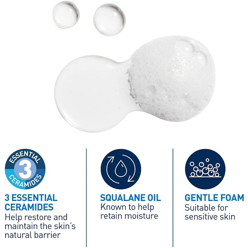 CeraVe Hydrating Foaming Oil Cleanser | Face & Body Wash with Squalane Oil, Hyaluronic Acid and Ceramides | For Dry to Very Dry Skin | 355 mL