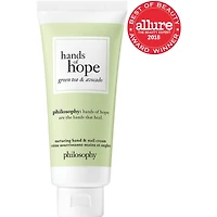 green tea & avocado nurturing hand & nail cream, fast-absorbing, up to 24h hydration, luminous & healthy finish