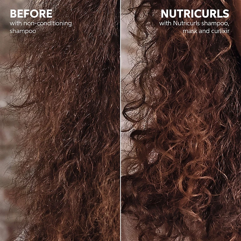 Shampooing Nutricurls pour les boucles de Wella Professionals, formulé avec le complexe Nourish-In, nourrit et définit les ondulations, formulé sans sulfates