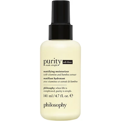 matifiant hydratant purity made simple oil-free avec vitamines et extrait de bambou