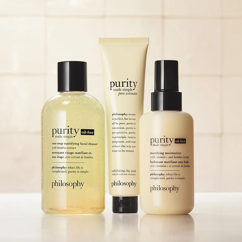 nettoyant visage matifiant en une étape purity made simple oil-free avec extrait de bambou