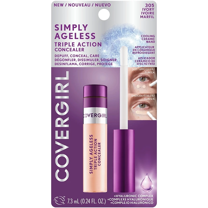 Simply Ageless Triple Action Concealer Infused with Hyaluronic Complex, Vitamin C & Niacinamide