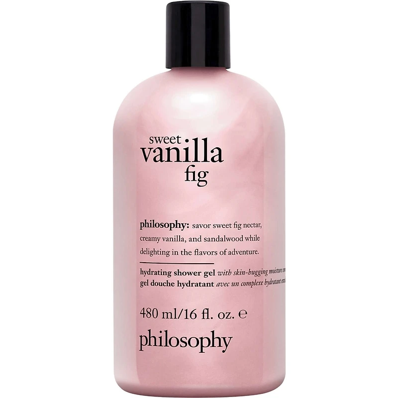 shampoing, gel douche et bain moussant sweet vanilla fig pour femme, nettoie, revitalise, adoucit la peau & les cheveux