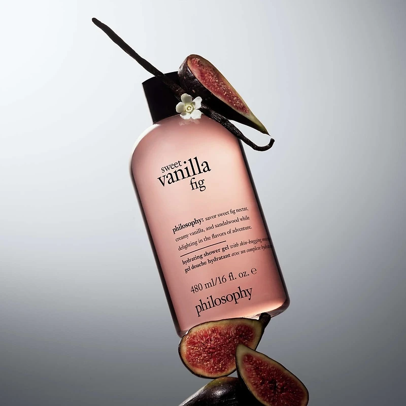 shampoing, gel douche et bain moussant sweet vanilla fig pour femme, nettoie, revitalise, adoucit la peau & les cheveux