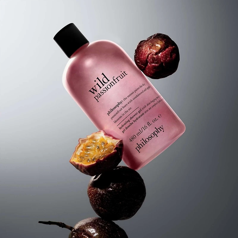 wild passion fruit shampoo, shower gel & bubble bath for women, cleanses, conditions, softens skin & hair