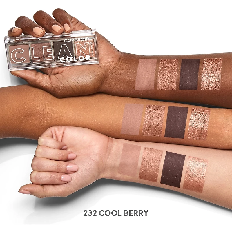 Palette de 4 fards à paupières Clean fresh, formule propre et végétalienne sans talc, huile minérale, paraben parfum, hautement pigmenté