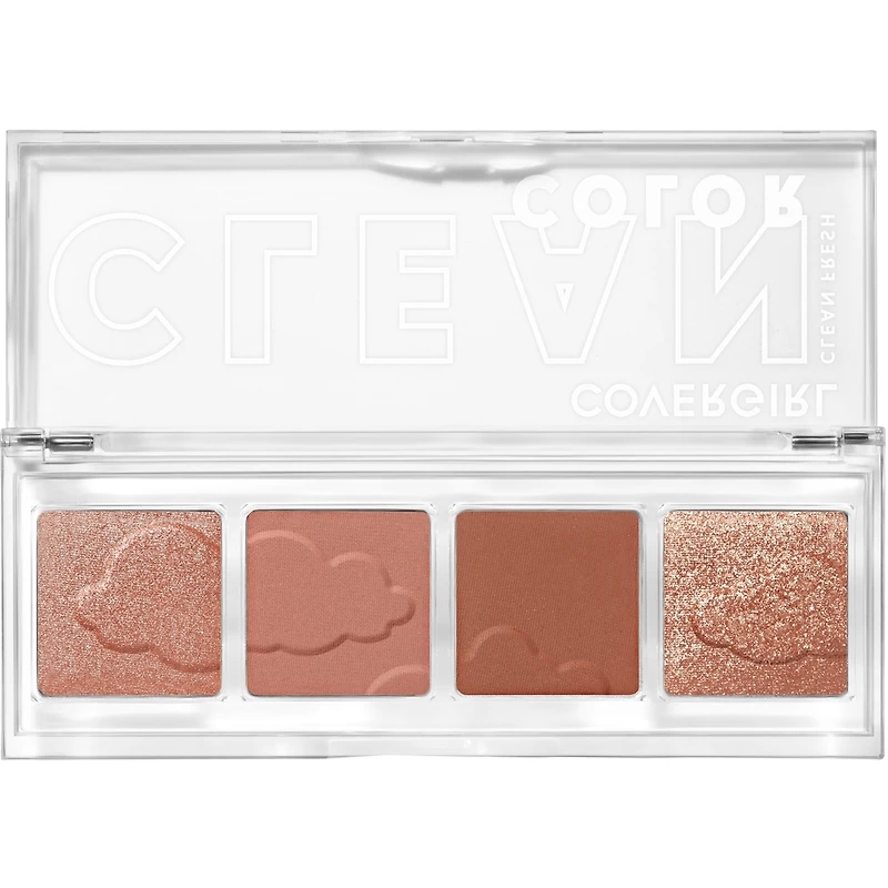 Clean Fresh Colour Quad, and vegan formula without talc, mineral oil, paraben fragrance, highly pigmented eyeshadow