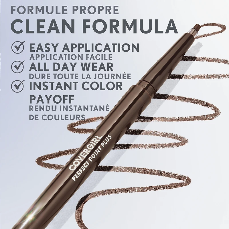 Perfect Point Plus Eyeliner, micro-fine point, precise line, built-in smudger tip for a softer, smokier look
