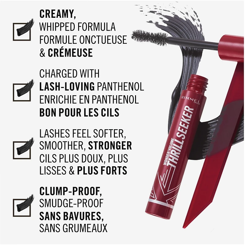Wonder'volume Thrill Seeker Mascara, Bold Volume, Lengthening, Weightless Feel, Doesn't Clump, Smudge-free