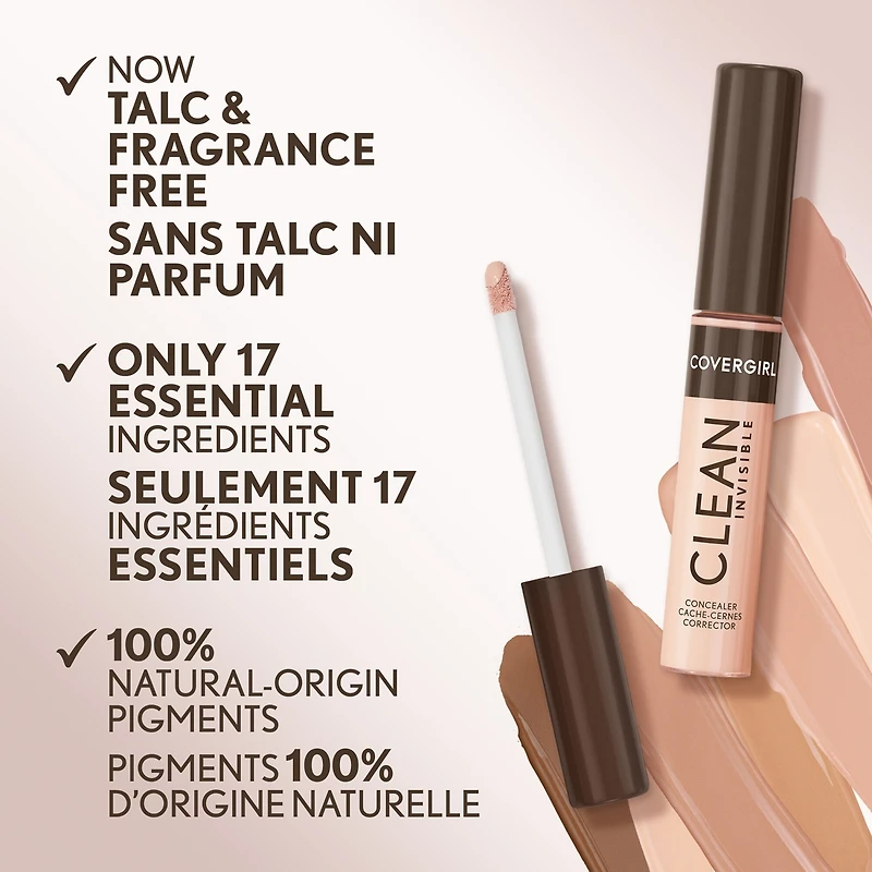 Clean Invisible Concealer, Lightweight, Hydrating, Vegan Formula made with 100% natural-origin pigments for a natural finish