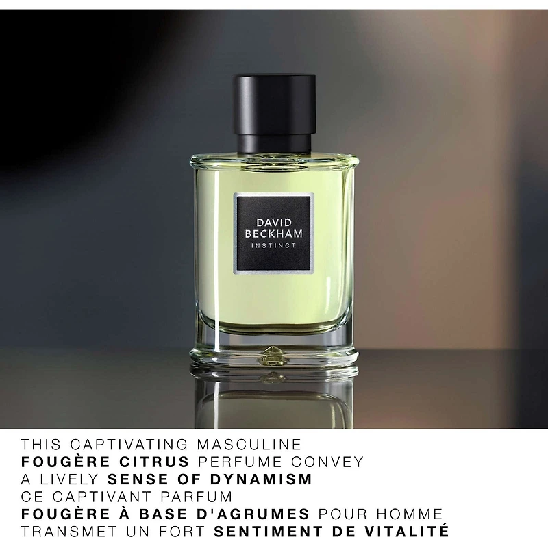 Instinct Eau de Parfum for Men, Fougère Citrus Perfume, Captivating & Dynamic David Beckham Fragrance, Sophisticated Perfume Bottle