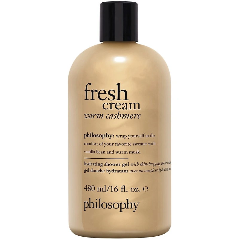 hydrating shower gel fresh cream warm cashmere, cleanses, conditions, moisturizes skin