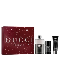 Coffret cadeau trio Eau de Toilette pour homme Guilty, déodorant et gel douche