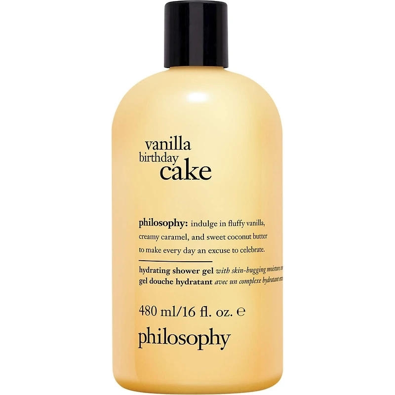 shampoing, gel douche et bain moussant vanilla birthday cake pour femme, nettoie, revitalise, adoucit la peau & les cheveux