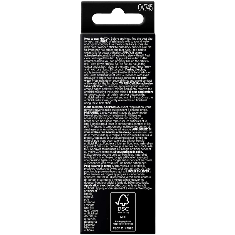 Salon Effects® Perfect Manicure™ press-on nails, longwearing, includes 24 premium fake nail, adhesive tabs and nail glue