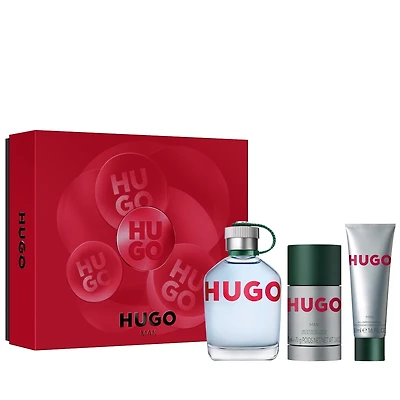 HUGO Man Eau de Toilette, Déodorant Stick, et Gel Douche pour Homme Coffret Trio