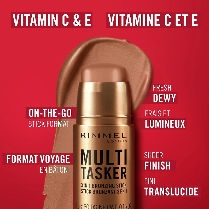 Multi Tasker Bronzing, Sculpting & Contour Stick, All-Day Wear, Dewy Finish, Vegan-Friendly Makeup