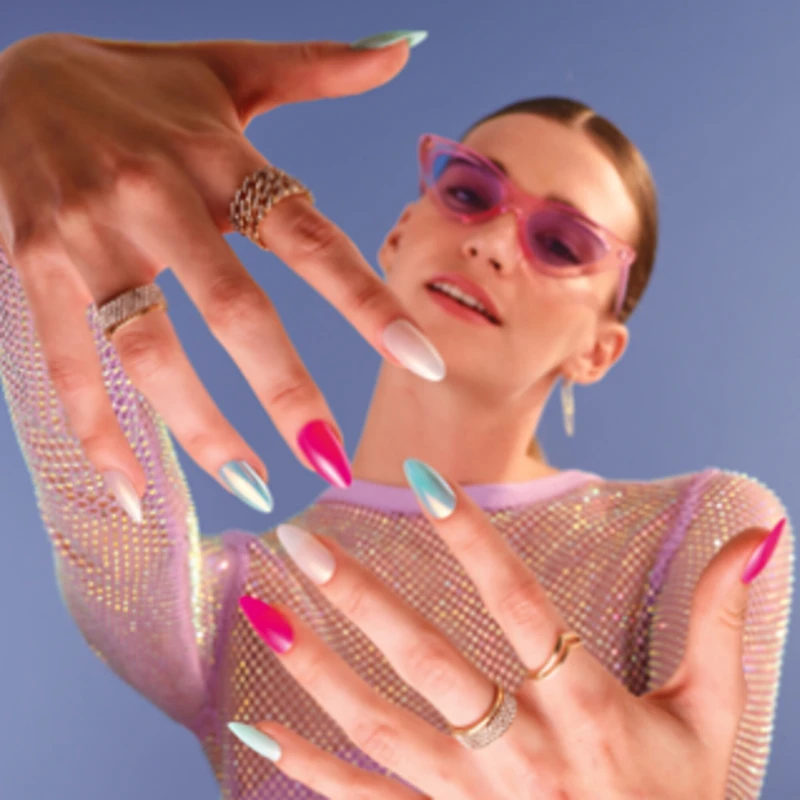 Salon Effects® Perfect Manicure™ press-on nails, longwearing, includes 24 premium fake nail, adhesive tabs and nail glue