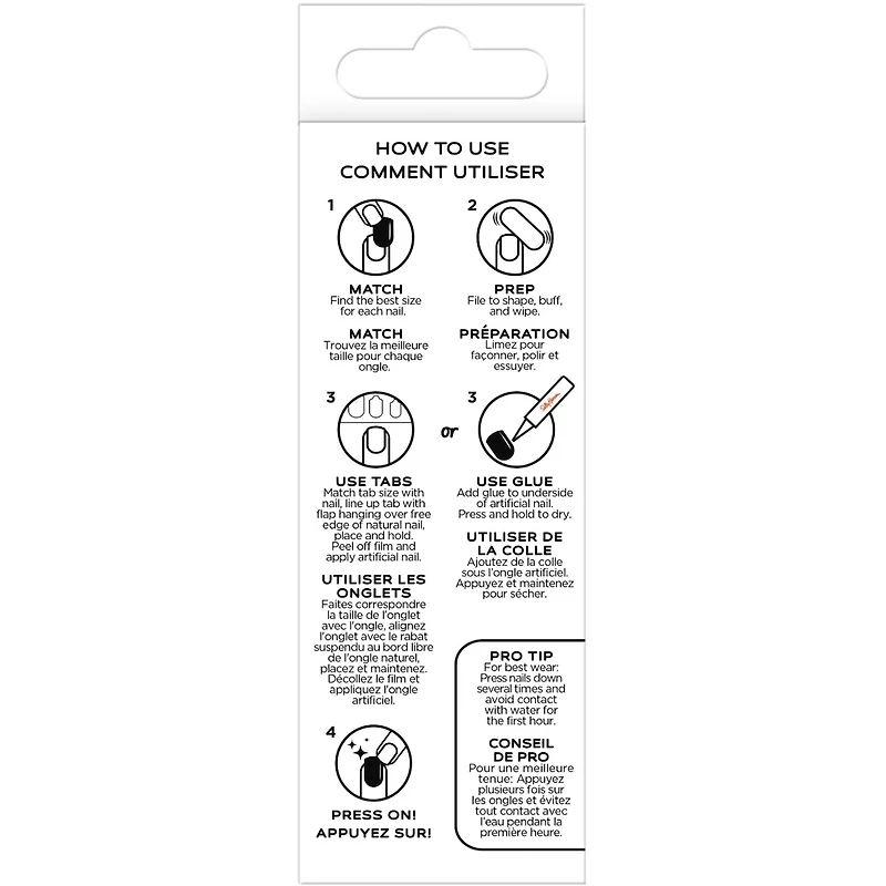 Salon Effects® Perfect Manicure™ press-on nails, longwearing, includes 24 premium fake nail, adhesive tabs and nail glue