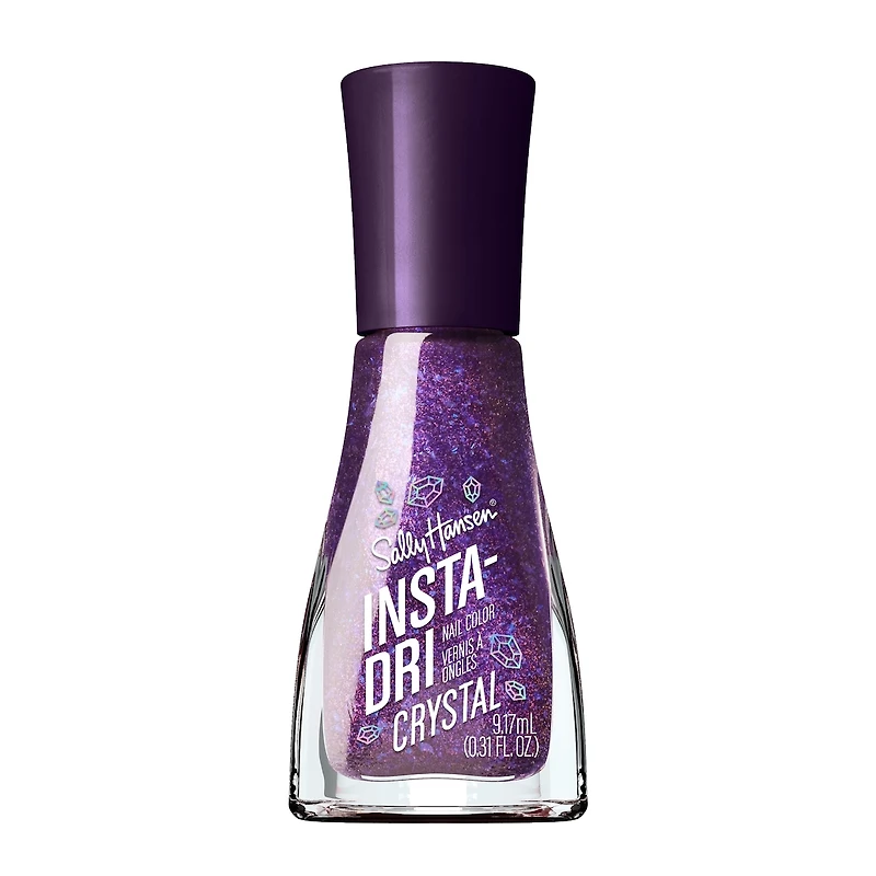 Insta-Dri® Nail Polish, Crystal Collection, instant glow up. 3-in-1 formula with built-in base and top coat. 1 Stroke, Coat Done. Dries 60 seconds
