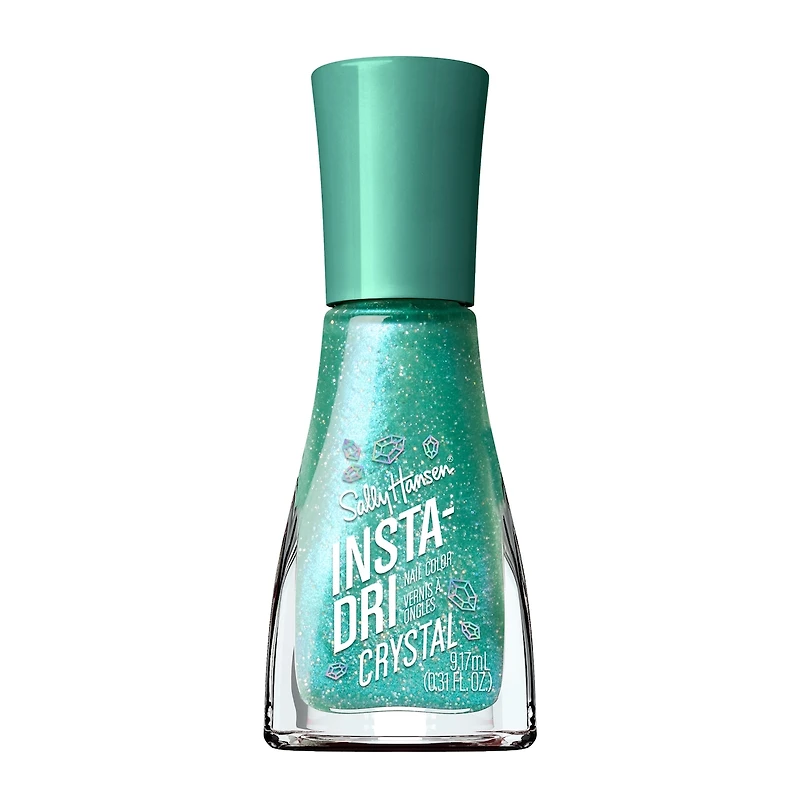 Insta-Dri® Nail Polish, Crystal Collection, instant glow up. 3-in-1 formula with built-in base and top coat. 1 Stroke, Coat Done. Dries 60 seconds