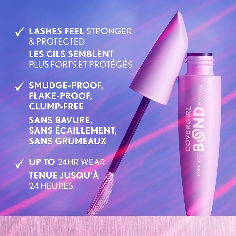 Mascara Lash Blast Bond Volume, Sans bavure, effritement, grumeaux