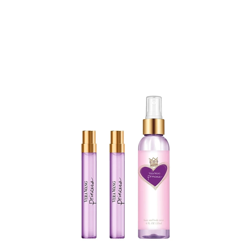 Princess Eau de Toilette and Body Mist for Women Trio Gift Set, Fruity-Floral Perfume