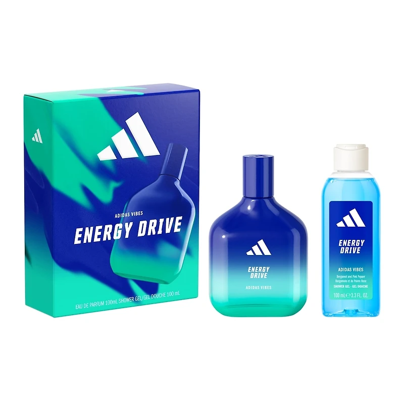 Coffret cadeau Vibes comprenant l'eau de parfum Energy Drive et un gel douche