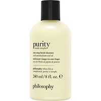 purity made simple one-step facial cleanser, gentle, respects skin's barrier, skin is soft, conditionned & fresh