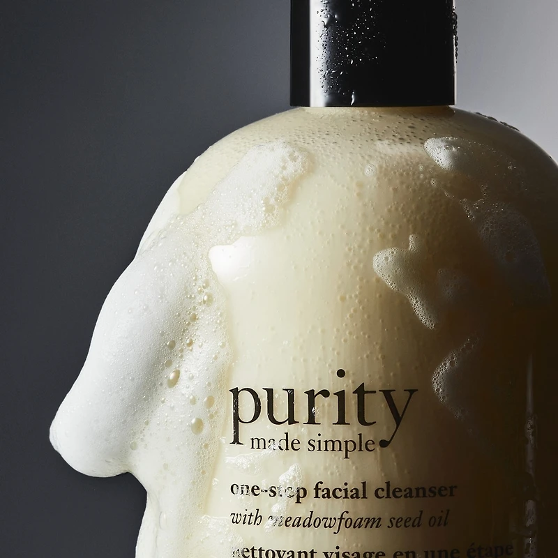 purity made simple one-step facial cleanser, gentle, respects skin's barrier, skin is soft, conditionned & fresh
