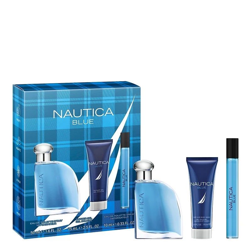 Eau de toilette Blue et gel douche Nautica Blue pour homme, vif, agrumé
