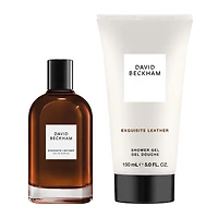 Coffret cadeau raffiné pour homme comprenant une eau de parfum et un gel douche au parfum fumé et cuiré