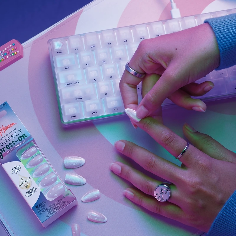 Salon Effects Perfect Press-On Nails, Hues & Clues, Flawless Manicure, Easy to Apply, Long-Lasting