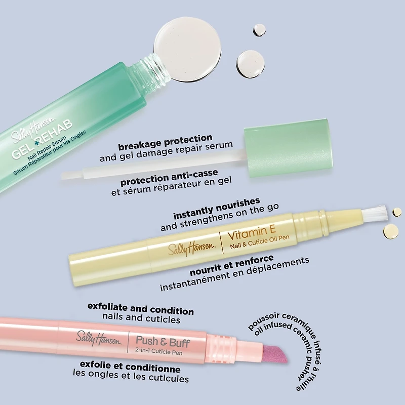 Stylo 2-en-1 Push & Buff, Coupe-cuticules, Stylo à cuticules, Préparation pour manucure