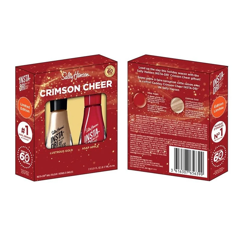 Holiday Insta-Dri® Nail Polish Set, 3-in-1 formula with built-in base and top coat. 1 Stroke, 1 Coat . Done. Dries in 60 seconds