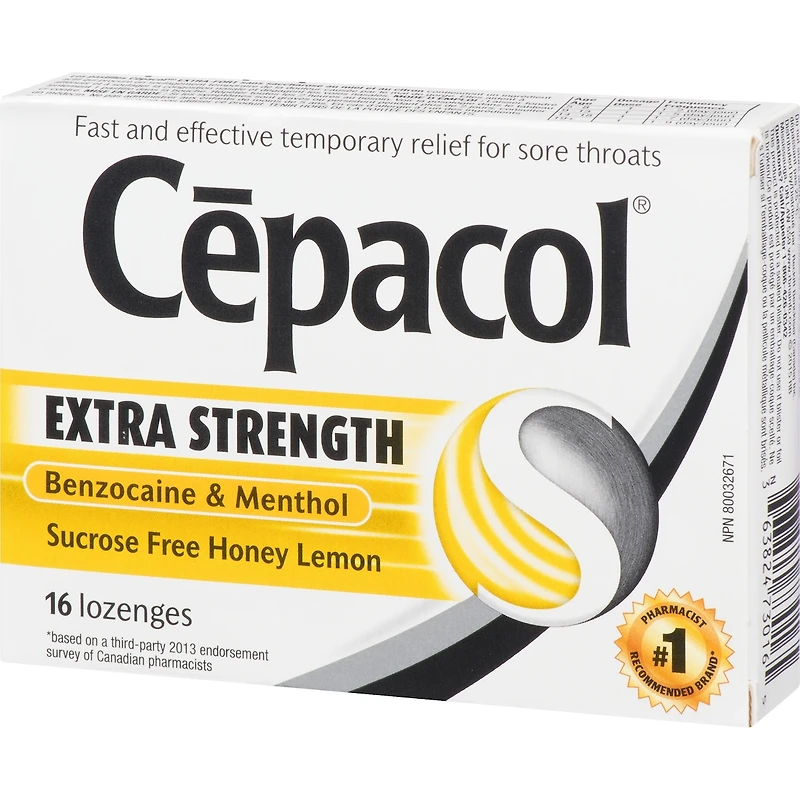Cépacol EXTRA-FORT sans saccharose au miel et au citron, paquet économique