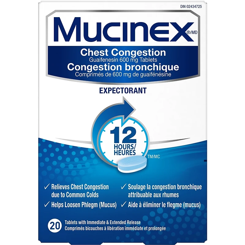 Chest Congestion Guaifenesin 600 mg Tablets Expectorant (Cough Medicine
