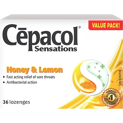 Cépacol Sensations Miel et Citron, 36 pastilles contre le mal de gorge