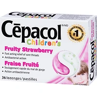 Cépacol enfants Fraise fruitée, 36 pastilles contre le mal de gorge