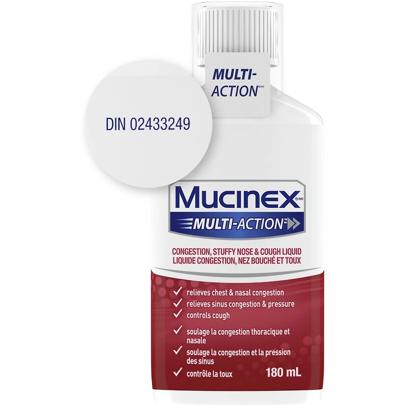 MUCINEX® MULTI-ACTION™ Congestion, Stuffy Nose & Cough Liquid, 180 mL